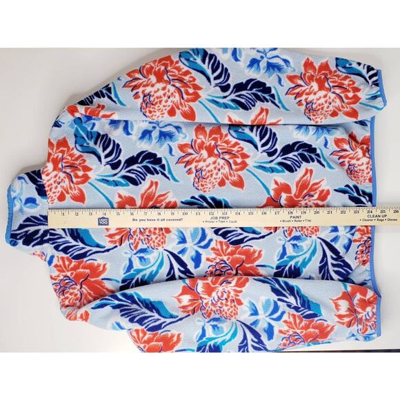 PATAGONIA SYNCHILLA Women's M Blue Floral Hawaiian Manoa Fleece 1/4 Snap Jacket - Picture 9 of 11